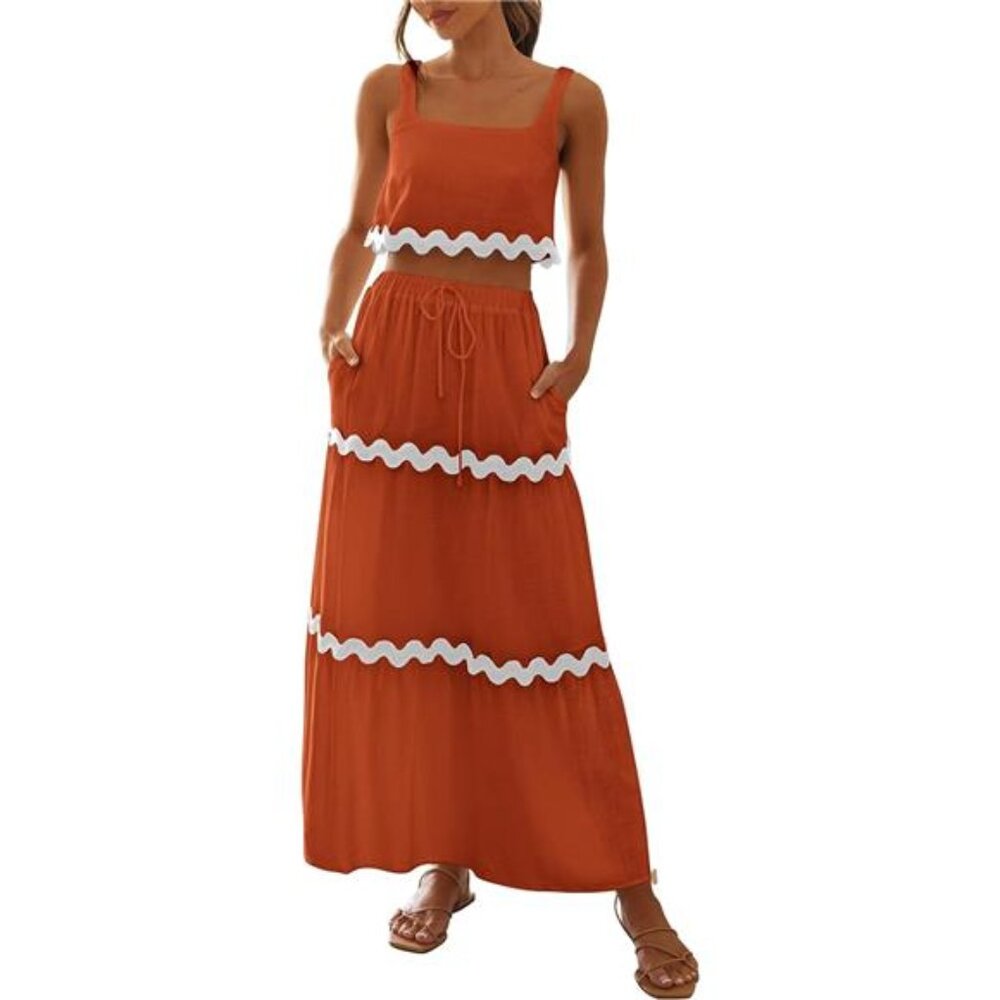 NEW Women's 2-Piece Summer Beach Outfit – Sleeveless Cropped